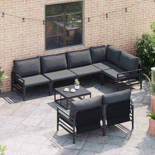 vidaXL Garden Sofa Set with Cushion 7 pcs Anthracite Steel & fabric