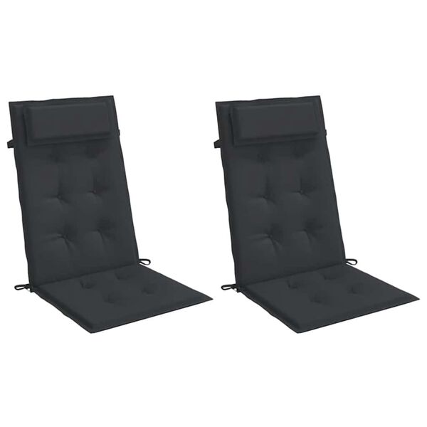 vidaXL Highback Chair Cushion Set of 2 Black Oxford fabric, Foam fiber
