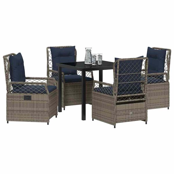 vidaXL Garden Dining Set 5 pcs Gray poly rattan