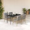 vidaXL 5 Piece Patio Dining Set with Cushions Mix Beige Poly Rattan