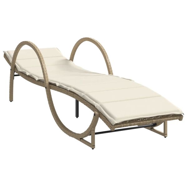 vidaXL Sun Lounger Beige Poly Rattan Standard Adjustable Armrests