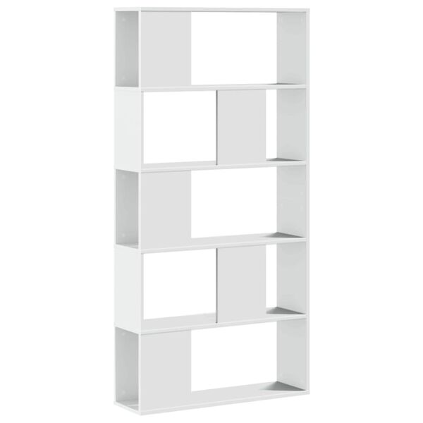 vidaXL Bookcase White Engineered wood 5-Tier Bookcase Rectangular