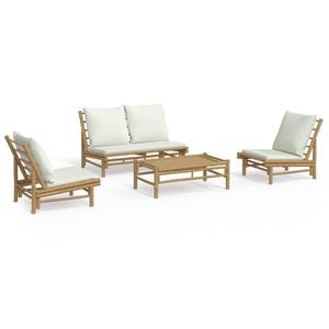 vidaXL Garden Lounge Set Cream white, Natural Bamboo Bamboo, Polyester
