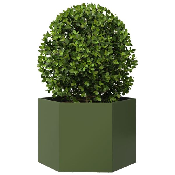 vidaXL Garden Planter Olive Green Steel Large Durable Garden Planter