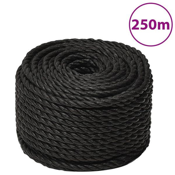 vidaXL Work Rope Black 0.55 " 820.2 ' Polypropylene