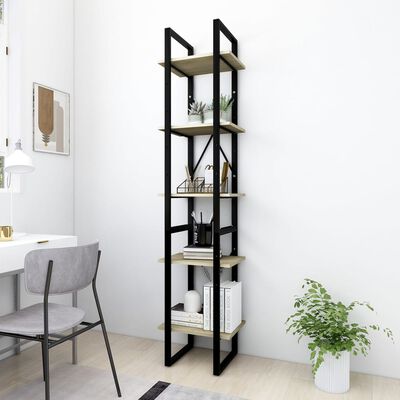 vidaXL 5-Tier Book Cabinet Sonoma Oak 15.7"x11.8"x68.9" Engineered Wood