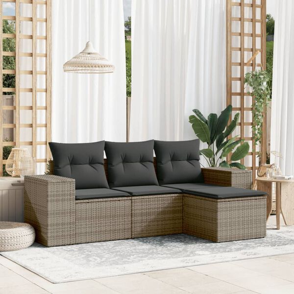 vidaXL Garden Sofa Set Grey, Dark Grey