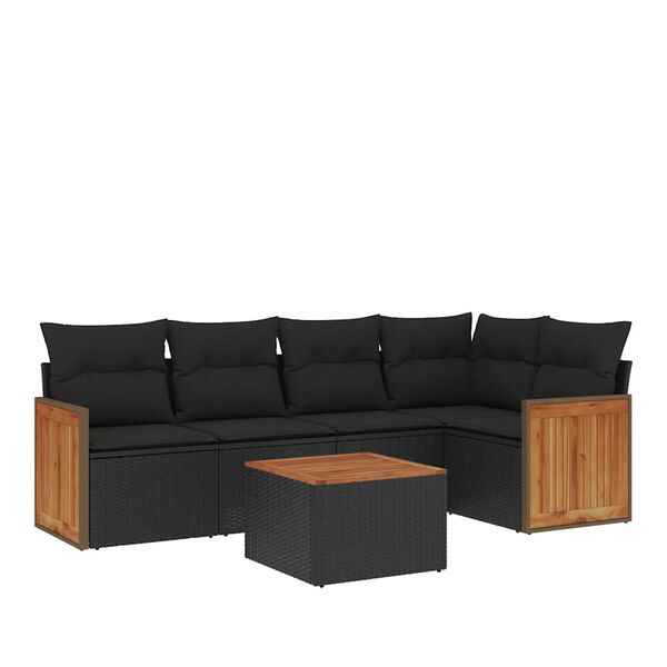 vidaXL Garden Sofa Set Black PE rattan, powder-coated steel Large