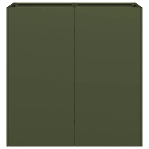 vidaXL Planter Olive Green Cold-Rolled Steel Large Durable Rectangular