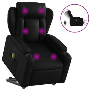vidaXL Electric Stand up Massage Recliner Chair Black Faux Leather