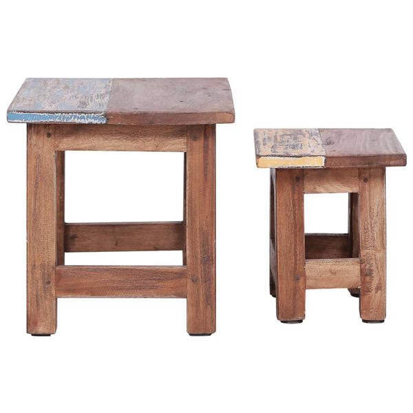 vidaXL Nesting Table Set of 2 Brown Solid Mahogany Wood Small, Large