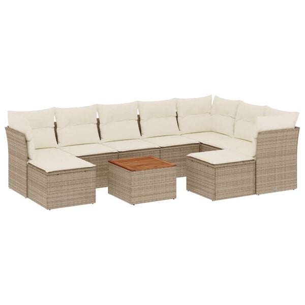 vidaXL Garden Sofa Set Beige and Brown PE Rattan Large