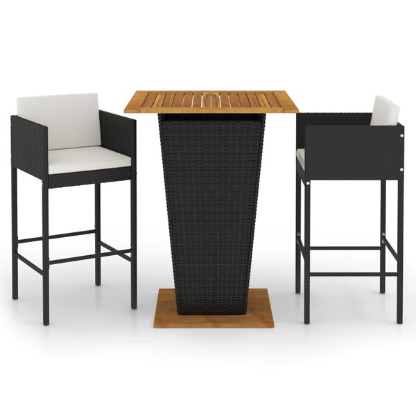 vidaXL Garden Bar Set Black PE rattan Standard Stackable