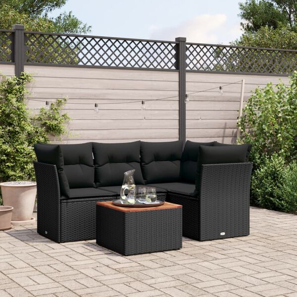 vidaXL Garden Sofa Set Black