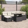 vidaXL Garden Sofa Set Black, Cream White PE Rattan, Powder-Coated Steel