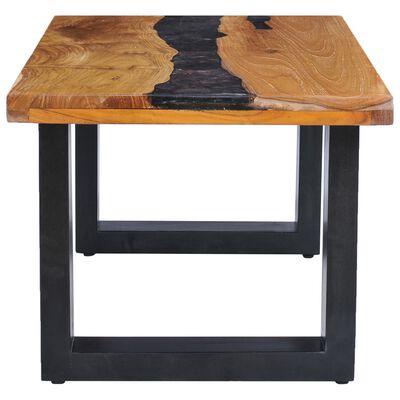 vidaXL Coffee Table 39.3"x19.6"x15.7" Solid Teak Wood and Polyresin