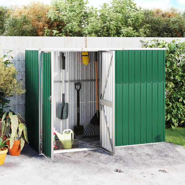 vidaXL Tool Shed Green Galvanized Steel Large Garden Tool Shed