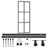 vidaXL Sliding Door with Hardware Set ESG Glass&Aluminium 29.9x80.7"(151011+145262)