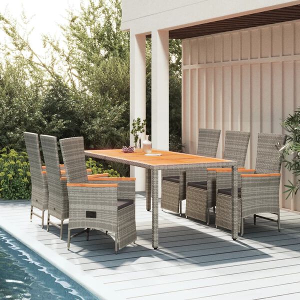 vidaXL Garden Dining Set Grey