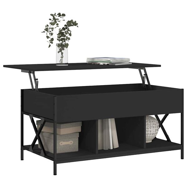 vidaXL Coffee Table Black Engineered wood and Metal Standard