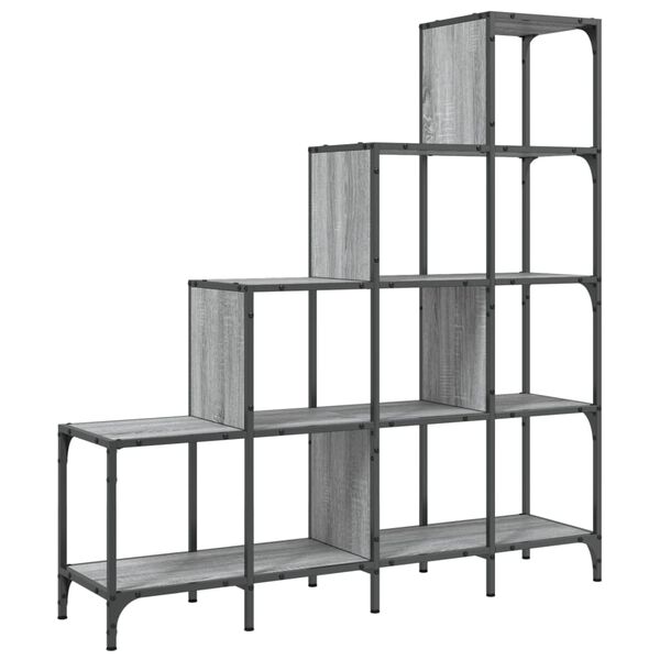 vidaXL Bookcase Grey Sonoma Engineered Wood, Metal Medium