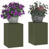 vidaXL Plant Stand 2 pcs Olive green 9.45 x 9.45 x 13.78 in Steel