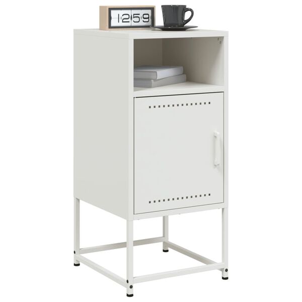 vidaXL Bedside Cabinet Set of 2 White Steel Standard Bedside Cabinet
