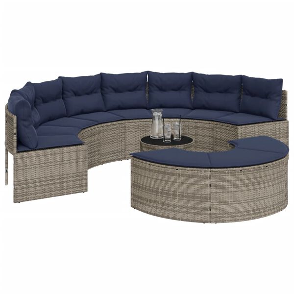 vidaXL Patio Sofa Set Grey and Navy Blue