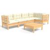 vidaXL Garden Lounge Set Cream Solid Pine Wood 6 Piece Set Modular