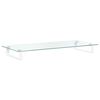vidaXL Monitor Stand White 31.5"x13.8"x3.1" Tempered Glass and Metal