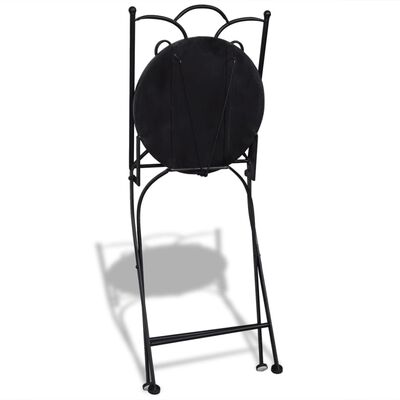 vidaXL Folding Bistro Chairs 2 pcs Ceramic Black and White