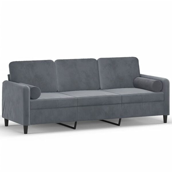 vidaXL 3-seater Sofa Dark Grey Velvet (100% polyester), metal, textilene