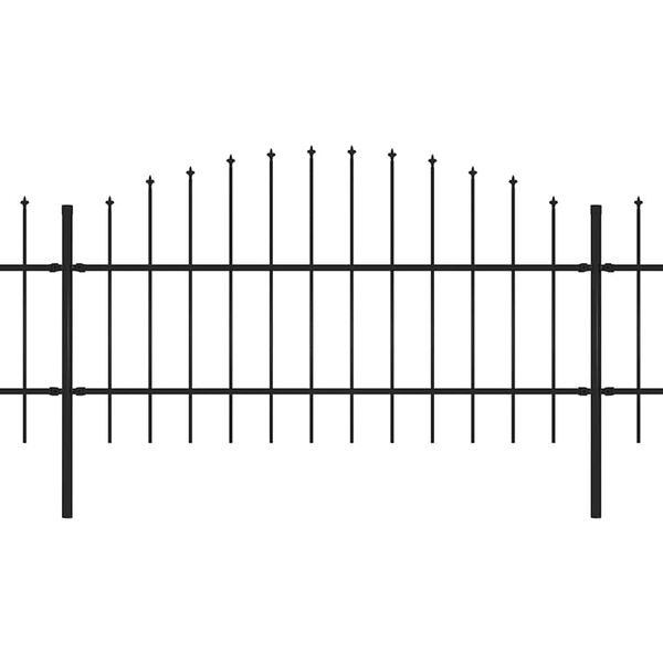 vidaXL Garden Fence with Spear Top Steel 211.4"x39.4" Black