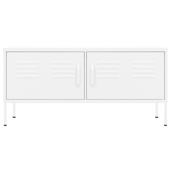 vidaXL TV Cabinet White Steel 41.3 x 13.8 x 19.7 in Levelers