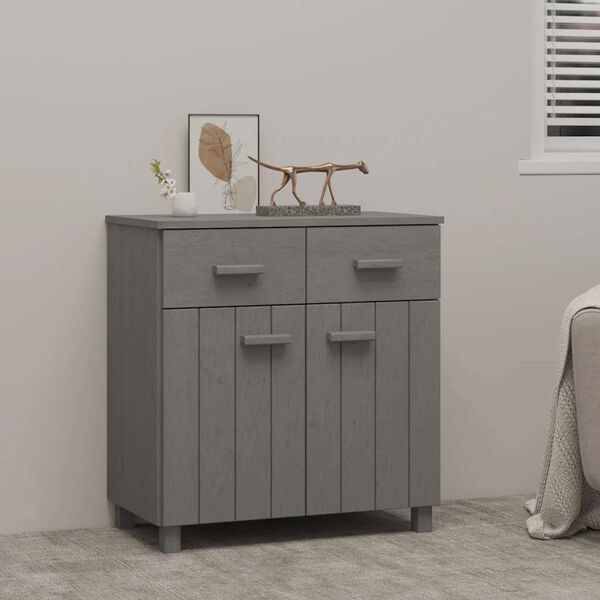 vidaXL Sideboard Light Grey Solid Pine Wood 31.1 x 15.7 x 31.5 in