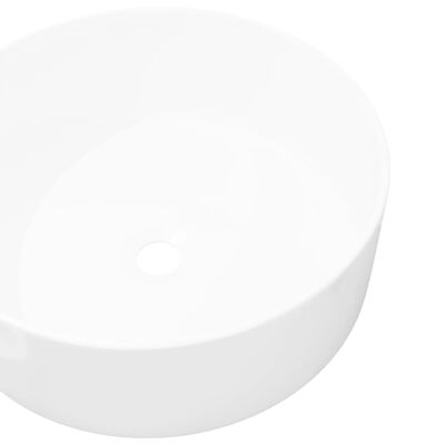 vidaXL Basin Round Ceramic White 15.7"x5.9"