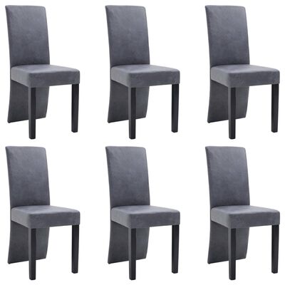 vidaXL Dining Chairs 6 pcs Gray Faux Suede Leather