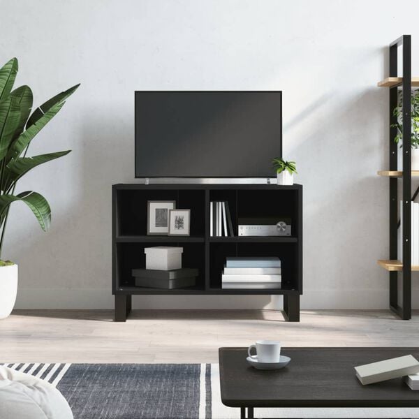 vidaXL TV Cabinet Black Engineered Wood 27.4 x 11.8 x 19.7 in TV Cabinet