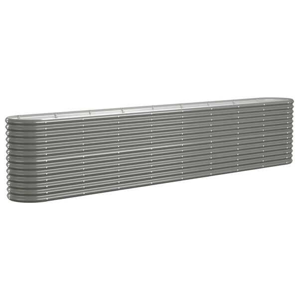 vidaXL Garden Raised Bed Grey Powder-coated steel 130.7 x 15.7 x 26.8 in