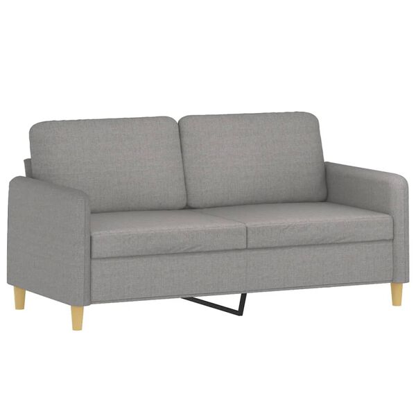 vidaXL 2-Seater Sofa with Pillows&Cushions Light Gray 55.1" Fabric