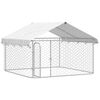 vidaXL Dog Kennel Silver Galvanized steel, polyethylene Large Dog Kennel