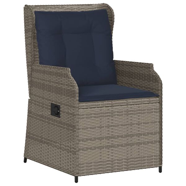 vidaXL Reclining Patio Chair Set of 2 Gray PE Rattan Medium