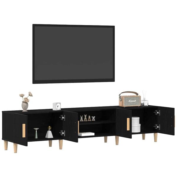vidaXL TV Cabinet Black Oak 70.87 x 12.40 x 15.75 in Engineered Wood
