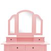 vidaXL Dressing Table Set with Stool Pink 39.4x15.7x57.5" Paulownia Wood
