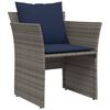 vidaXL Patio Chair Gray, Navy Blue PE Rattan, Powder-Coated Steel, Polyester