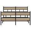 vidaXL Bed Frame Black, sonoma oak Iron, engineered wood 53.1 x 74.8 in