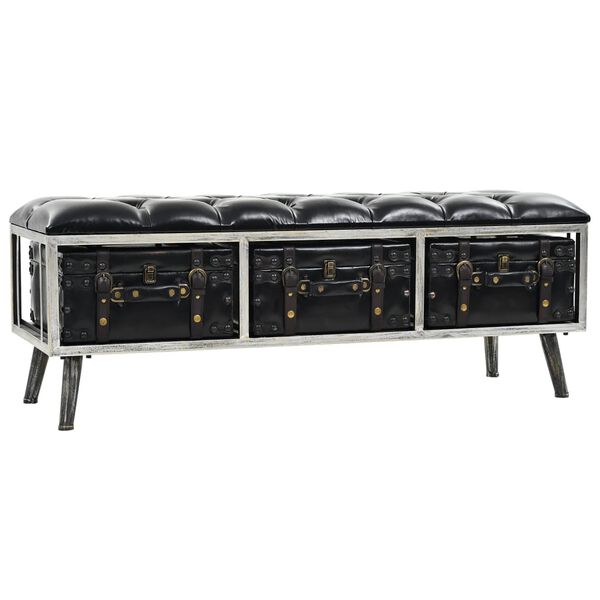 vidaXL Storage Bench Black Faux leather, steel, MDF Medium Storage Bench