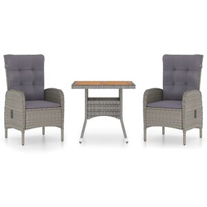 vidaXL Garden Dining Set Grey Poly Rattan Medium Seats Many