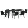 vidaXL Garden Dining Set 7 pcs Black and Grey PE Rattan