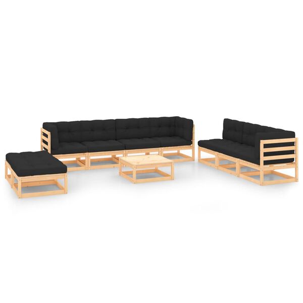 vidaXL Garden Lounge Set Anthracite cushions, Natural pine wood